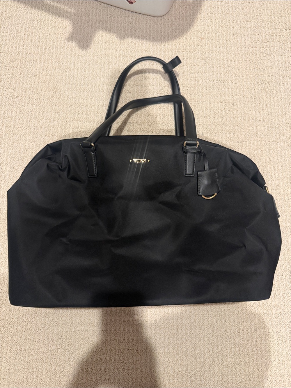 Tumi Black Nylon Duffel with Gold Hardware